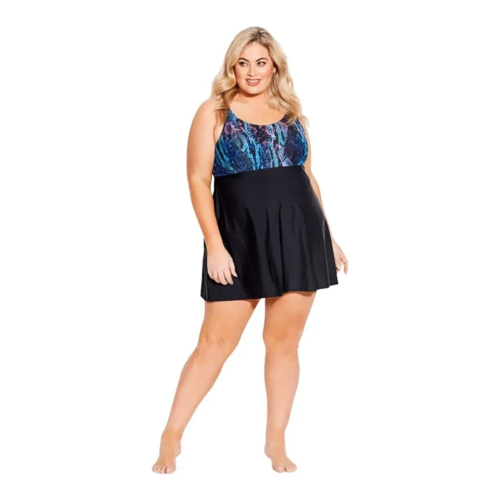 Avenue Metallic Python Swim Dress W Size 20 Plus - Picture 1 of 6